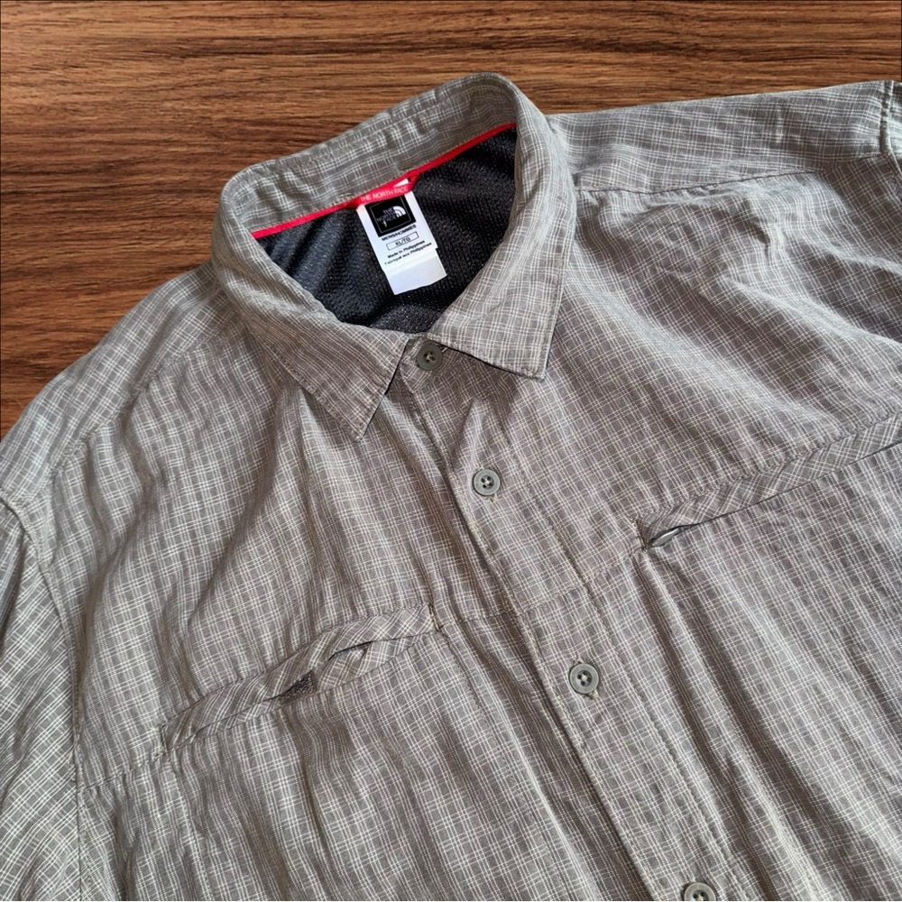 The North Face Button Up Stripes‎ Brown Shirt Zip Pocket Long Sleeve Sz XL
